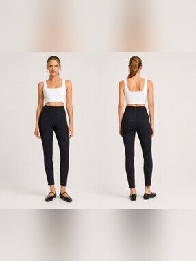 Stella McCartney Black Equestrian Zip Ankle Leggings Pants IT 38 US 2